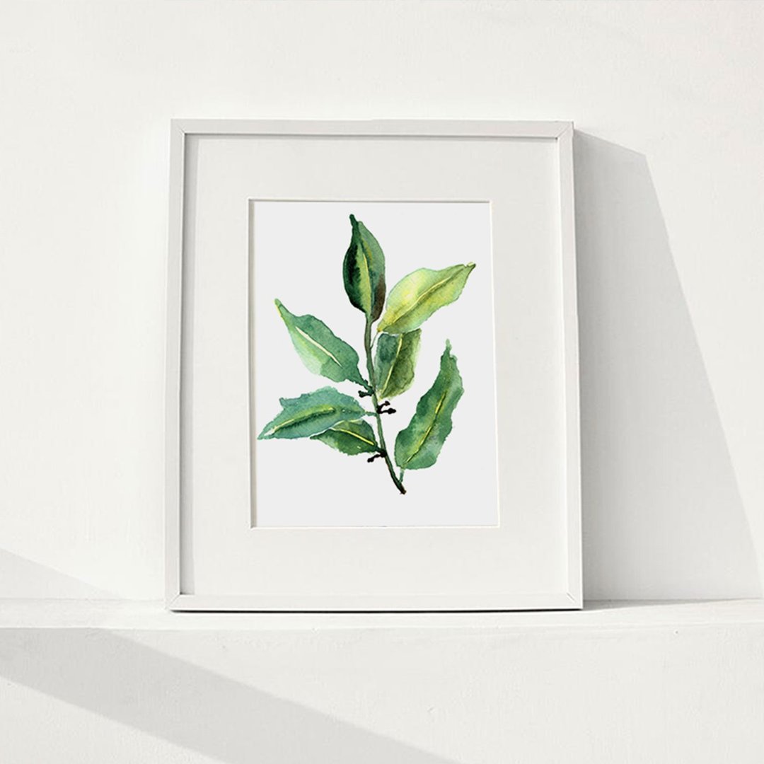 【叶子】水彩插画原创复刻版画装饰画手工装裱画框 - 海报/装饰画/版画 - 木头 白色