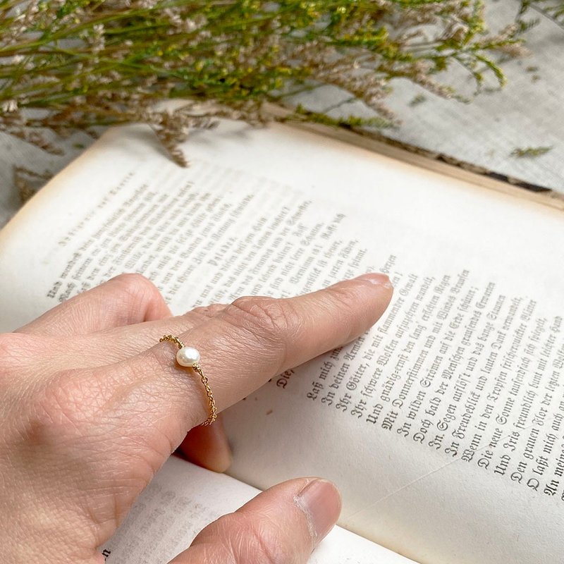 //隔壁有小姐// 14KGP 巴洛克珍珠_链戒 隐藏线戒_Miss Baroque - 戒指 - 半宝石 金色