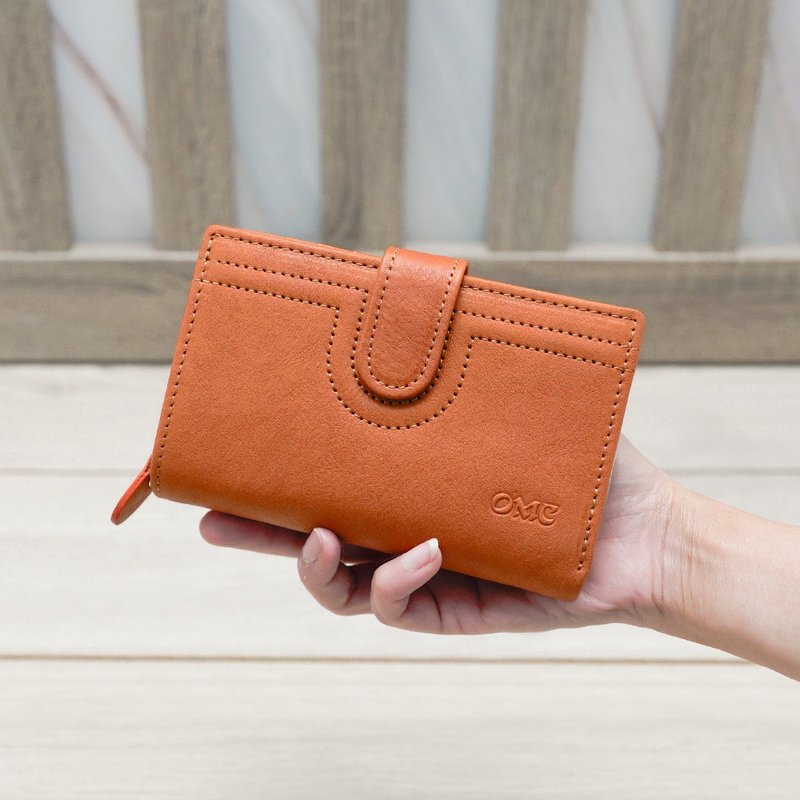 水洗植鞣革通勤式舌扣牛皮中夹93139 - 皮夹/钱包 - 真皮 