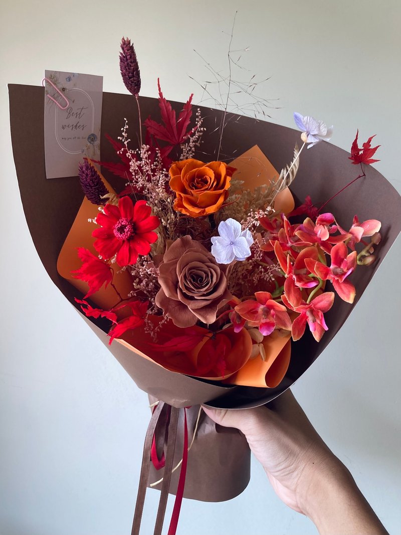 秋风永生花束。情人节/千代兰/生日纪念日礼物/升迁表演献花花礼 - 干燥花/捧花 - 植物．花 
