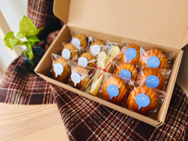 【 玛德莲礼盒 】原味6入+ 茶香6入+汤匙造型牛奶巧克力 - 蛋糕/甜点 - 其他材质 橘色