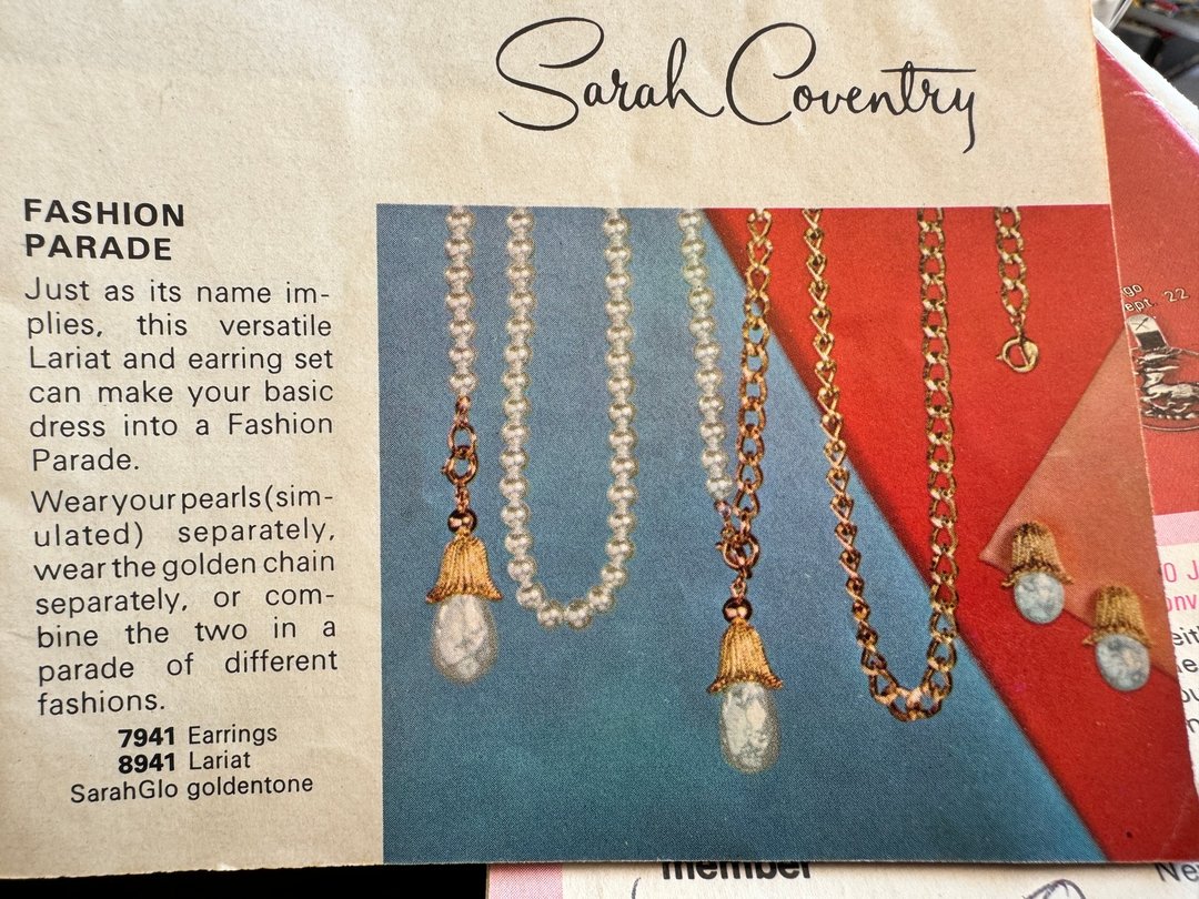 Vintage-Sarah Cov 1966年金色蘑菇珍珠不规则坠子 CH163 - 项链 - 其他金属 金色