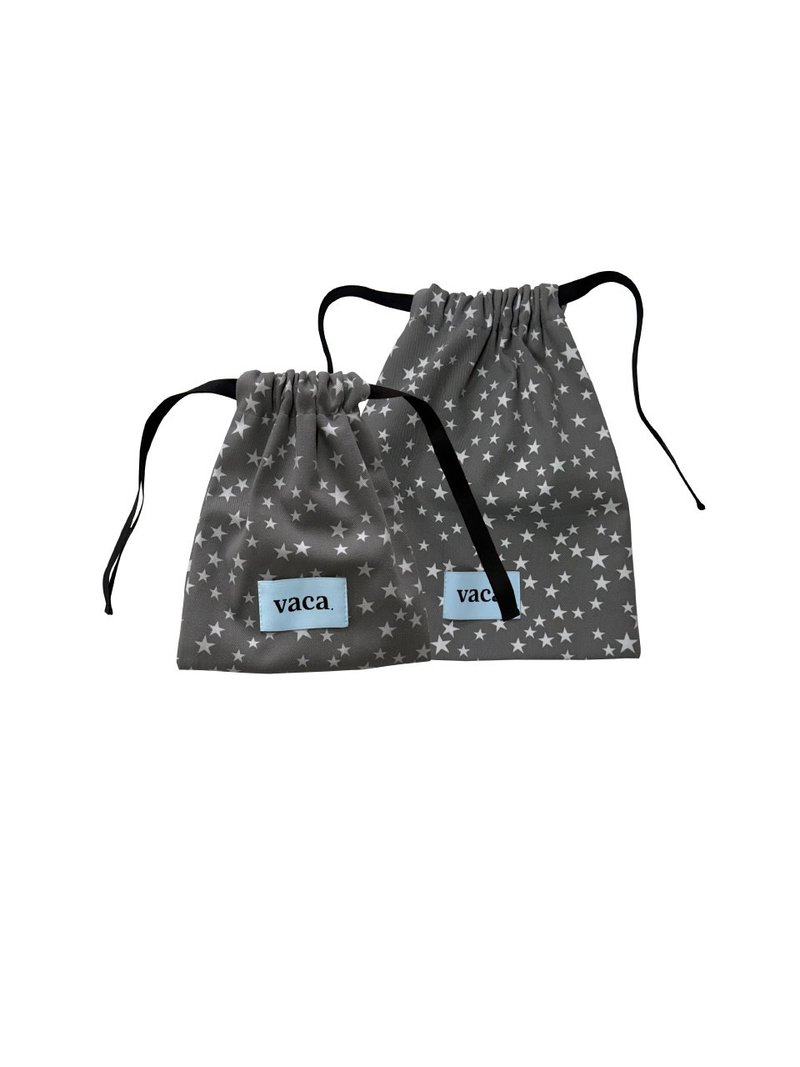 STAR STRING POUCH (GREY)_S 尺寸 - 化妆包/杂物包 - 棉 灰色