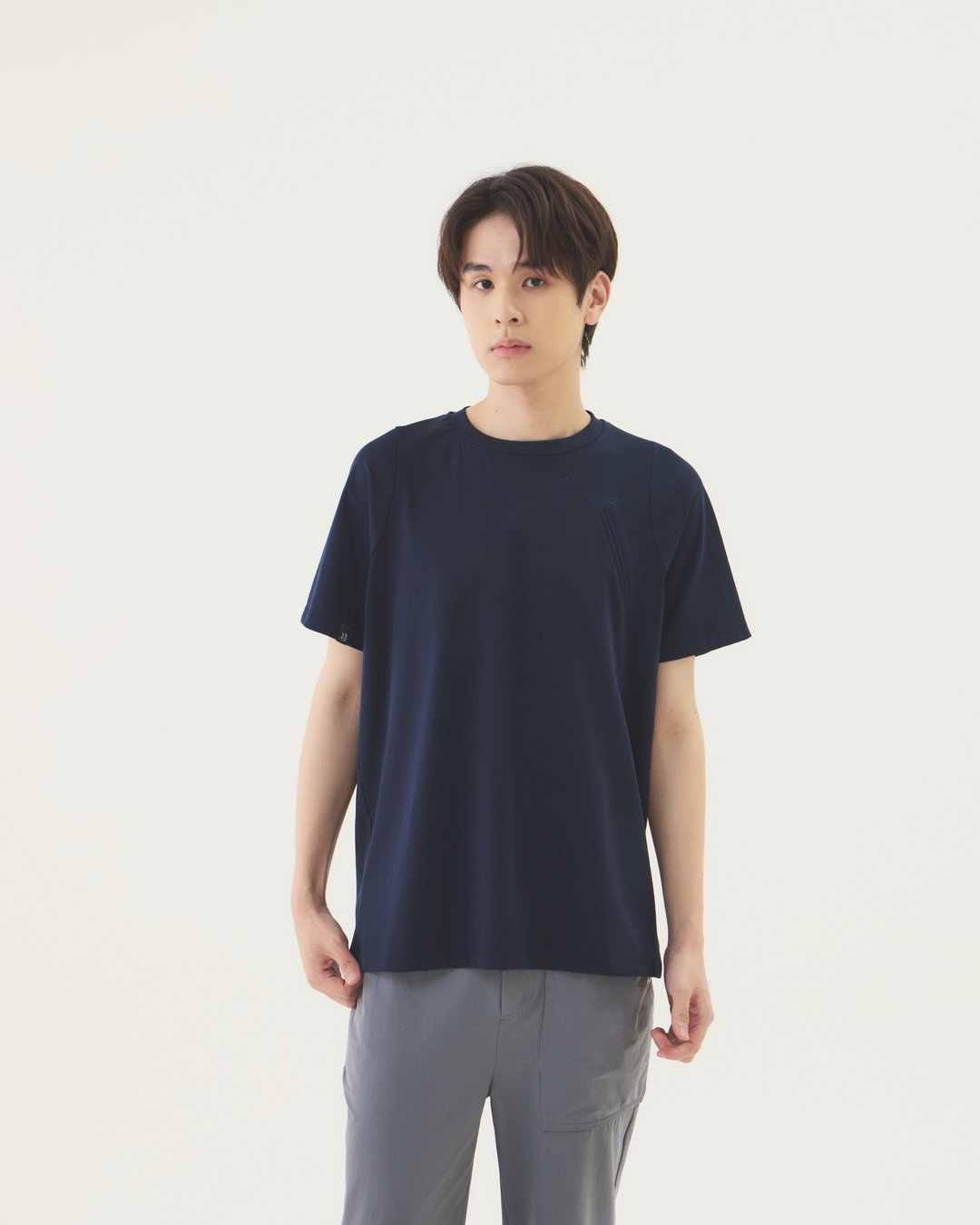 极简口袋运动 Tee (深蓝) - 男装上衣/T 恤 - 棉 蓝色