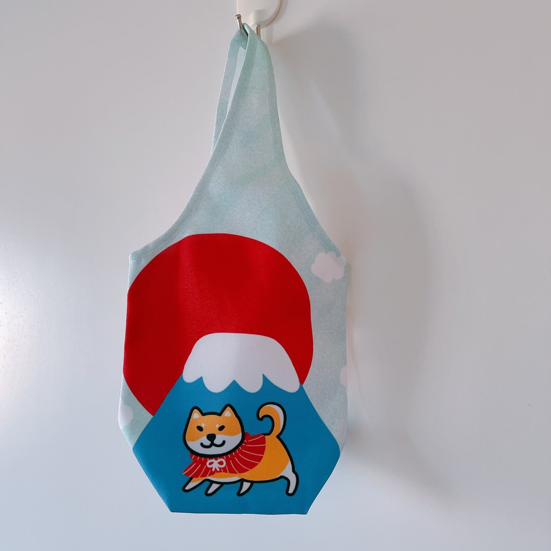 柴犬 富士山 饮料提袋  水壶袋 可放冰霸杯 - 随行杯提袋/水壶袋 - 聚酯纤维 蓝色