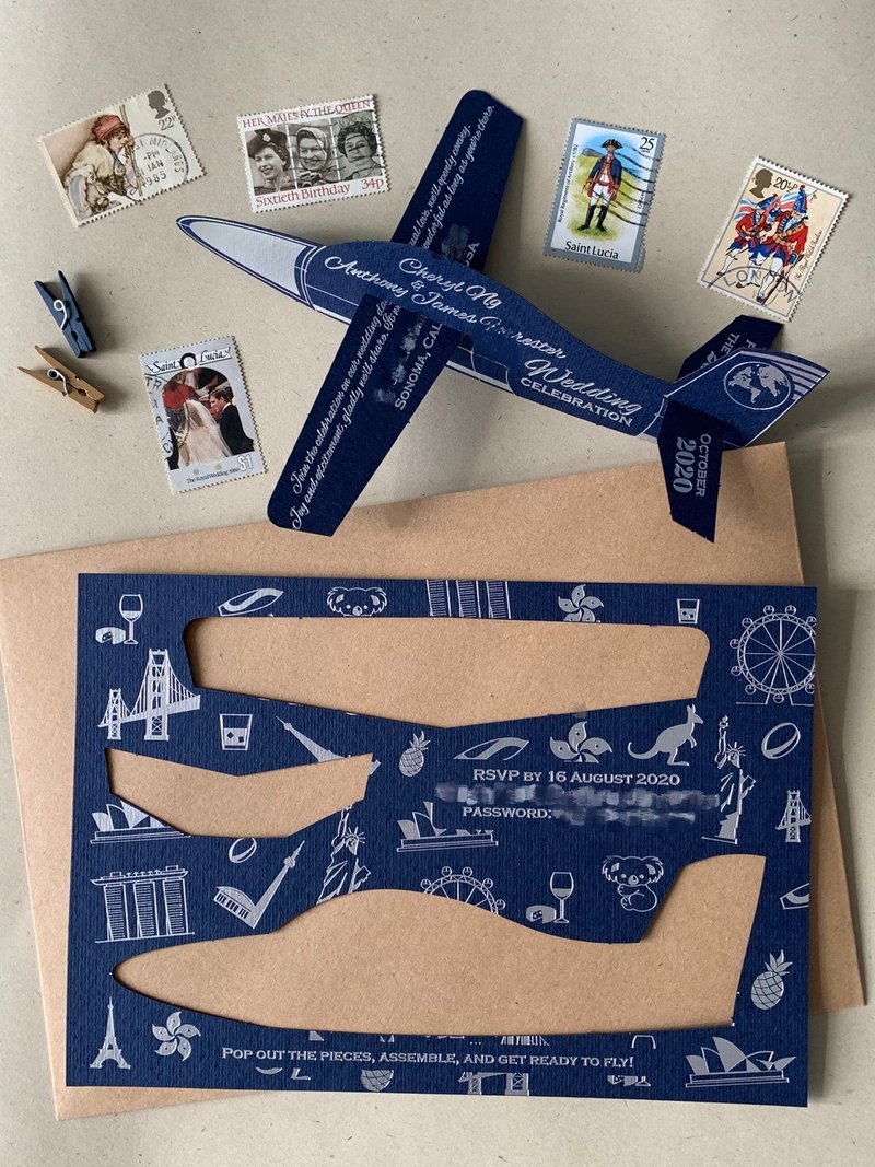 MYLoveHK 定制化婚礼请柬喜帖 飞机模型订造 - 喜帖 - 纸 