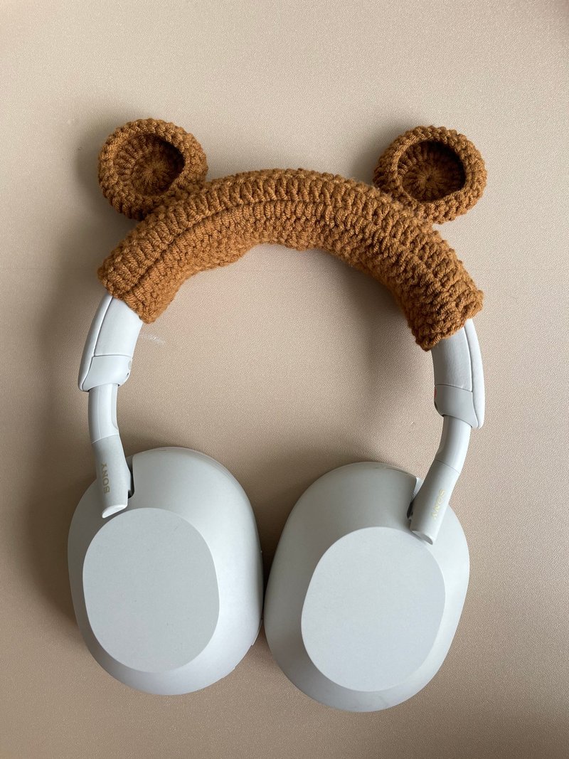 棕熊耳朵手工钩织AirPod Max 保护套/索尼XM5 头戴式耳机保护套 - 耳机 - 其他材质 