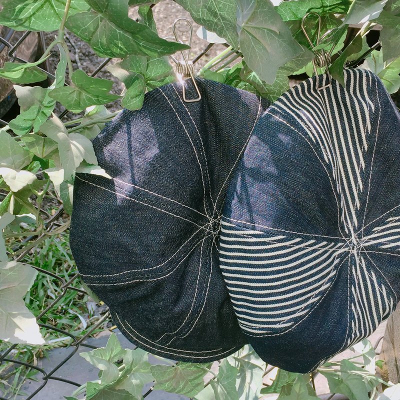 牛仔报童帽 - 帽子 - 棉．麻 蓝色