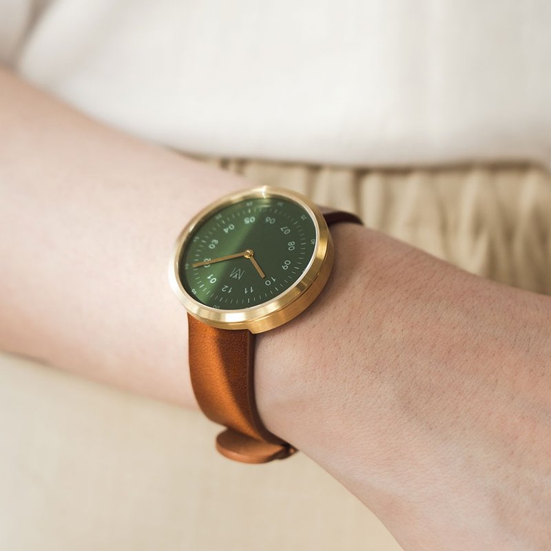 MAVEN Dusty Olive 34mm 棕色意大利皮带 瑞士机芯 蓝宝石镜面 - 女表 - 真皮 咖啡色