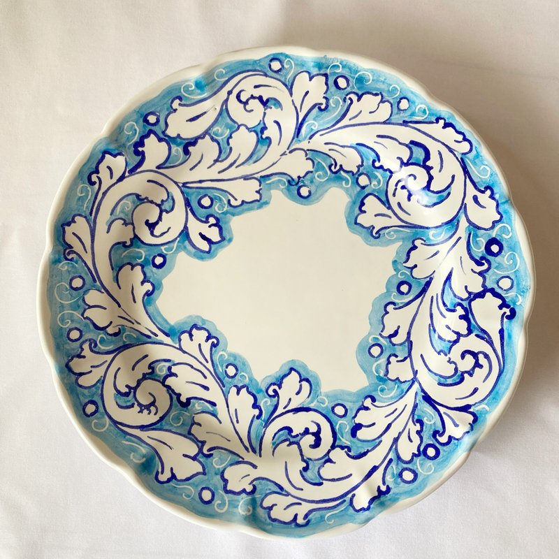 圆盘26cm 蓝色系列 Majolica 意大利陶器 - 盘子/餐盘/盘架 - 陶 蓝色