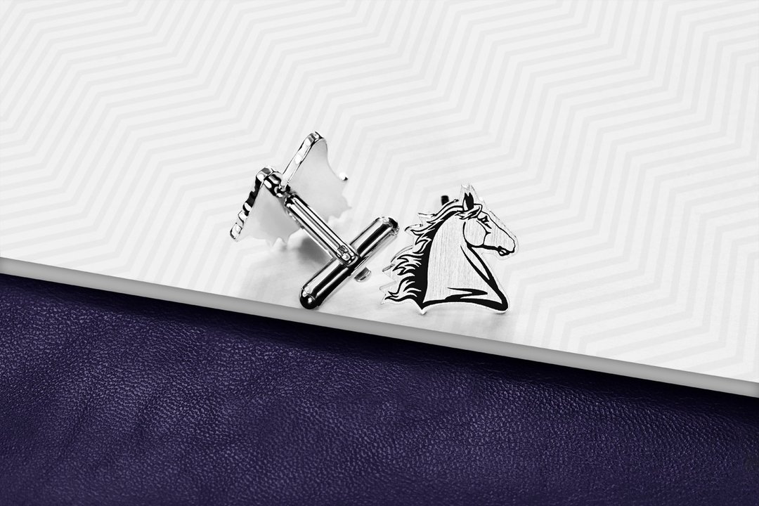 动物袖扣 - 马袖扣 - 新郎袖扣 - 银色袖扣 - 袖扣钉字母 - 袖扣 - 纯银 银色