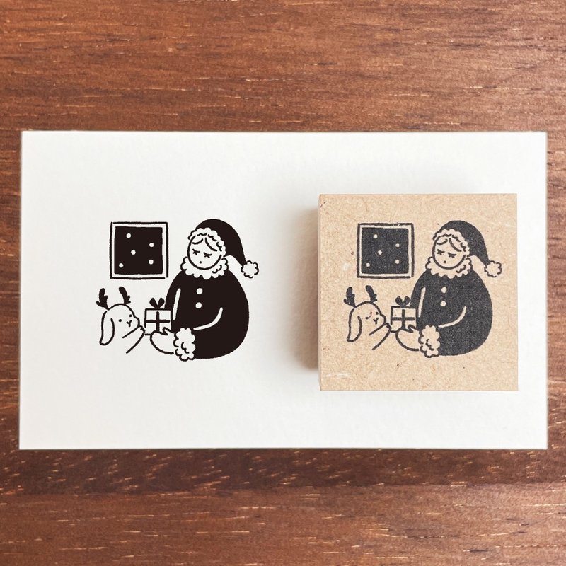 Marle-chan 插图印章圣诞老人十二月橡皮印章女孩日本制造 a-128 - 印章/印台 - 木头 