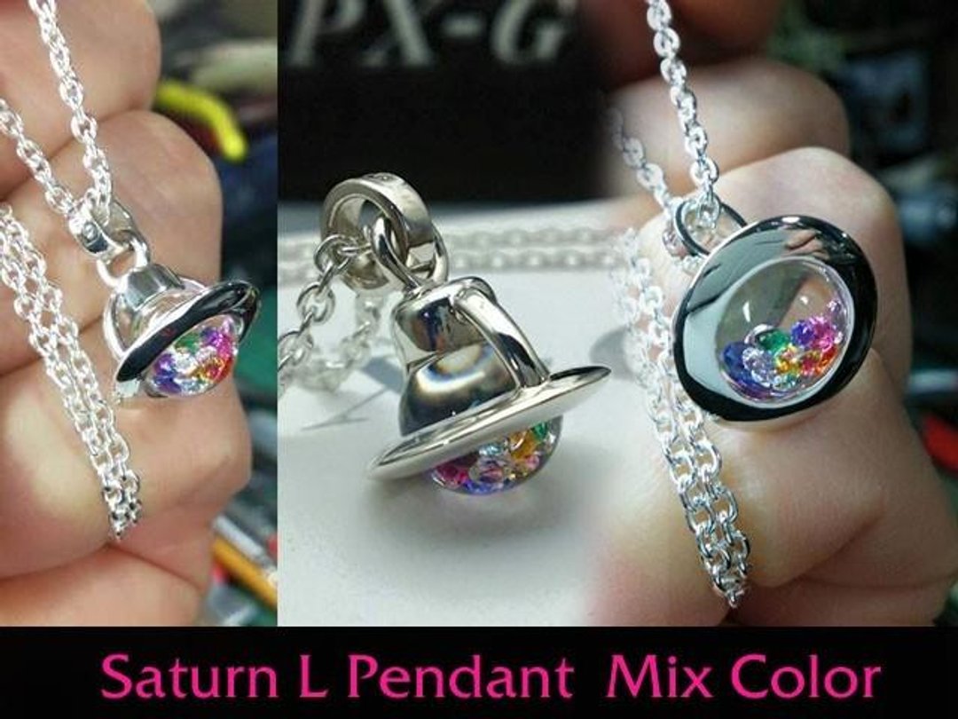Saturn L Pendant Mix Color - 项链 - 玻璃 红色