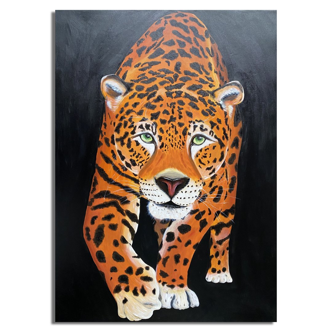 Jaguar Wall Art, Orignal Painting, Jaguar Animal Painting, Wild Cat Wall Decor - 海报/装饰画/版画 - 棉 多色