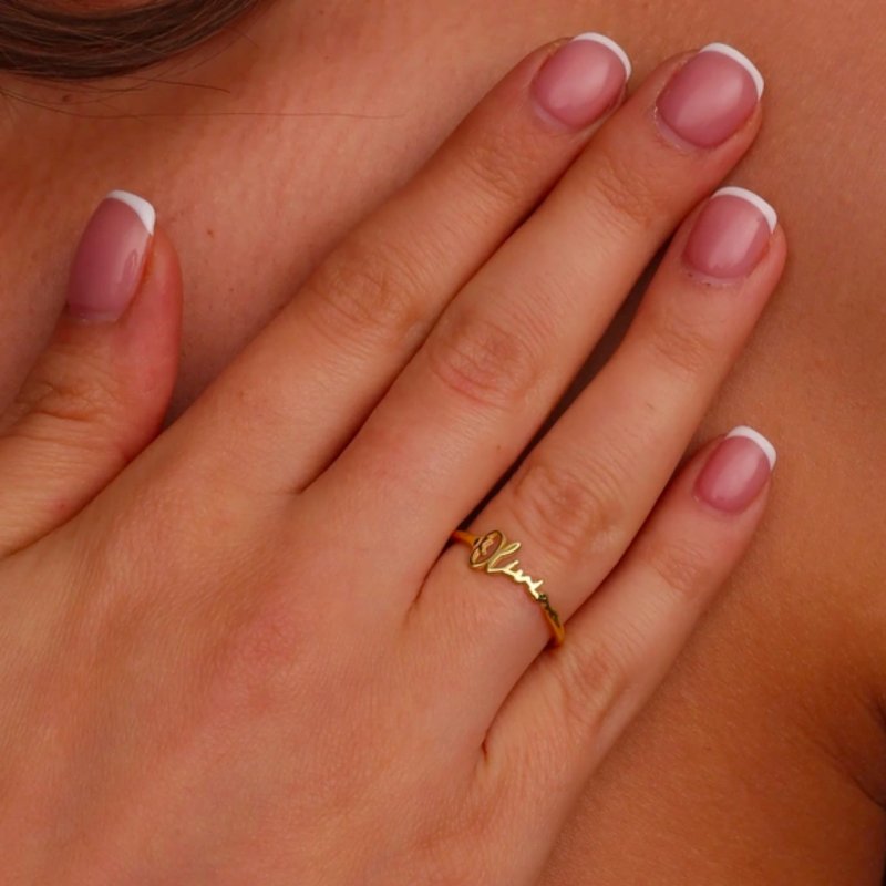 客制化字母姓名 纯银戒指 纪念 个性 女友 母亲 闺蜜 礼物 生日 - 戒指 - 纯银 