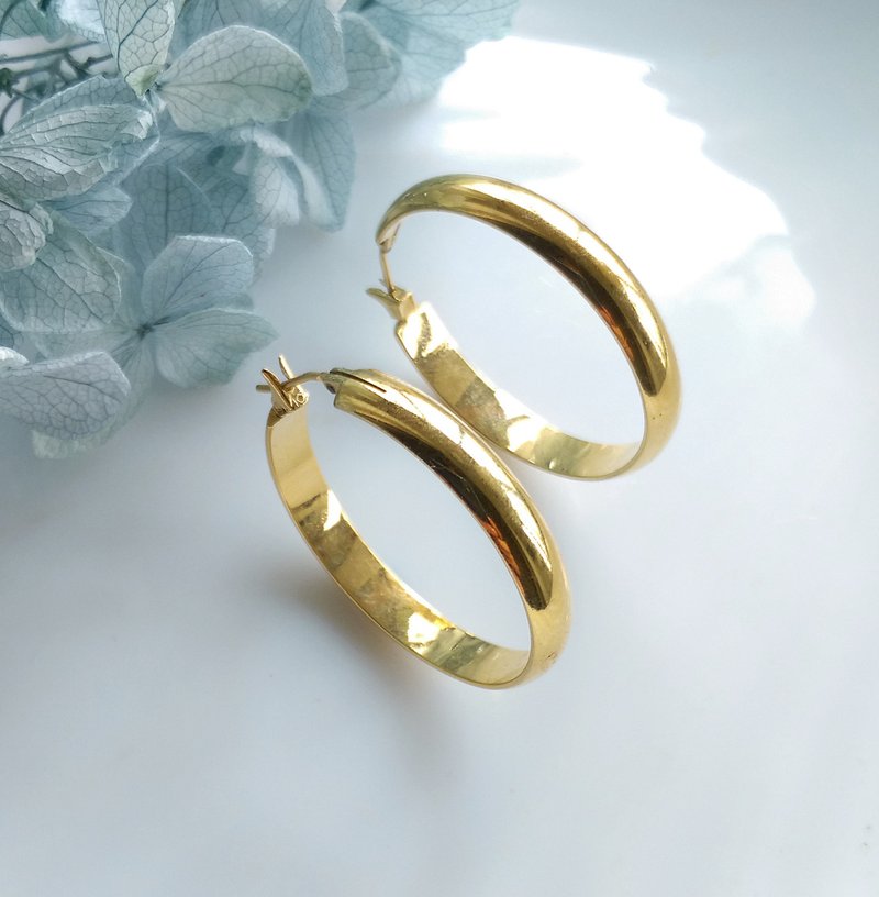 【西洋古董饰品 】MONET 金属镀金  简约 圈圈 针式耳环 - 耳环/耳夹 - 其他金属 金色