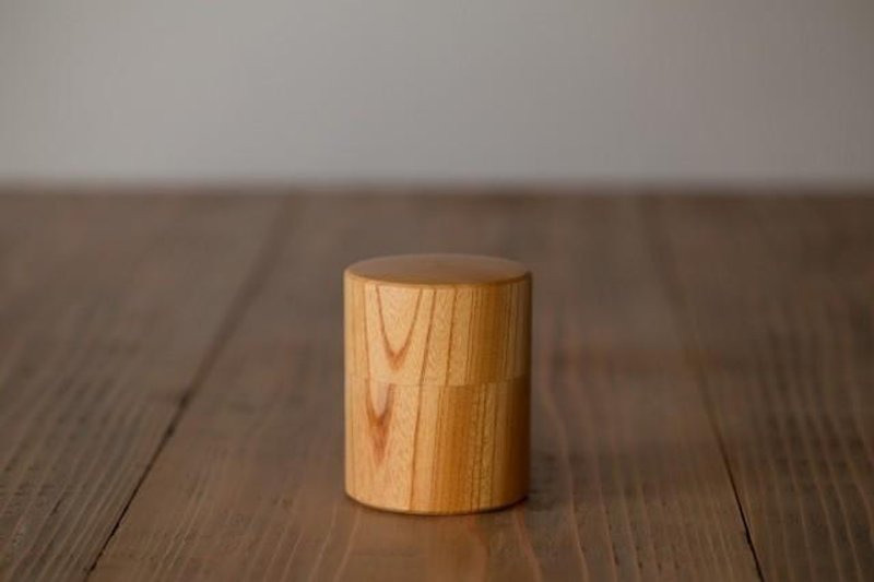 Potter's wheel ground zelkova tree tea canister small - 茶具/茶杯 - 木头 咖啡色