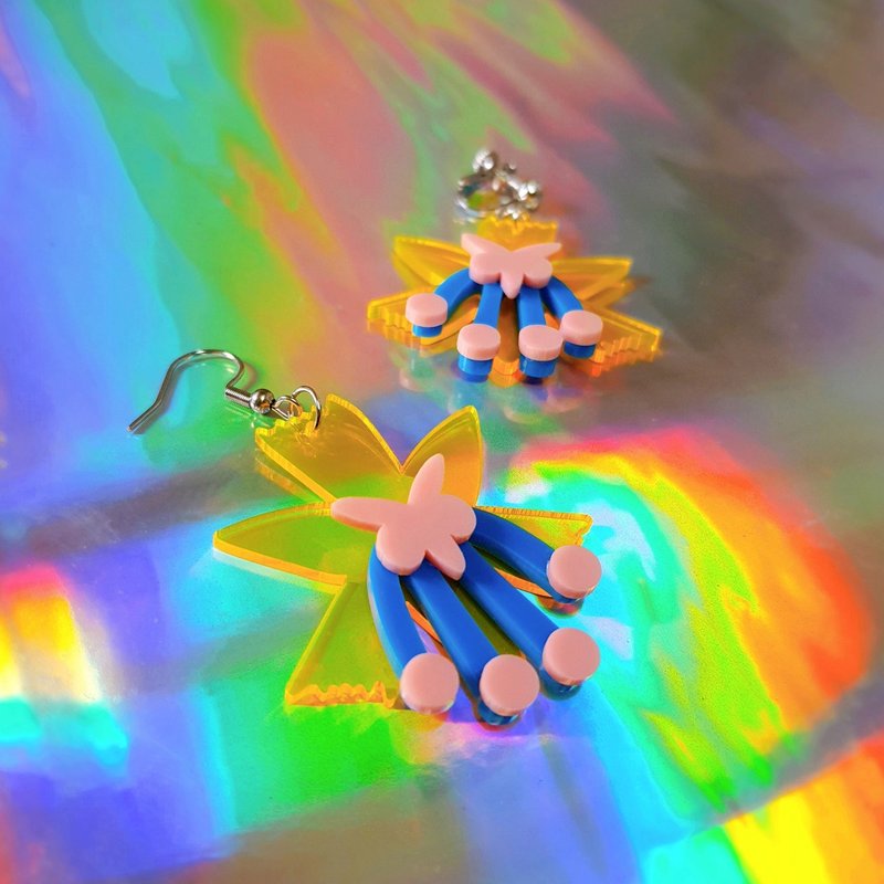 片片片花系列2.0 水仙百合 压克力 立体花朵 单支贩售 耳针 耳夹 - 耳环/耳夹 - 压克力 多色