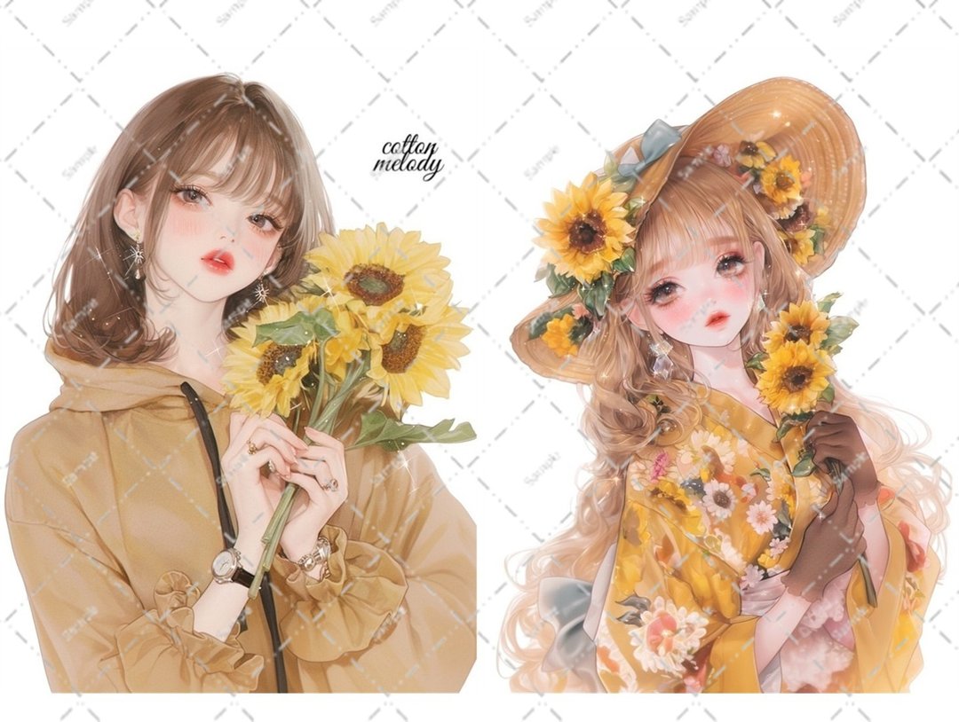 original sticker no.6296 人物贴纸 原创贴纸 人物贴纸 女孩贴纸 原创人物贴纸 - 贴纸 - 纸 