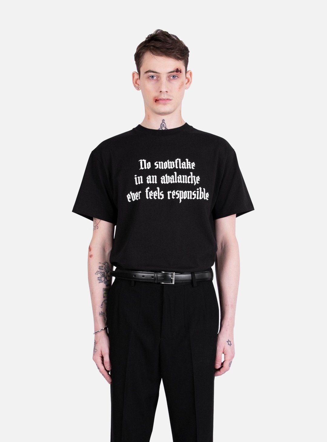 Quote T-shirt (香港制) - 中性连帽卫衣/T 恤 - 棉 黑色