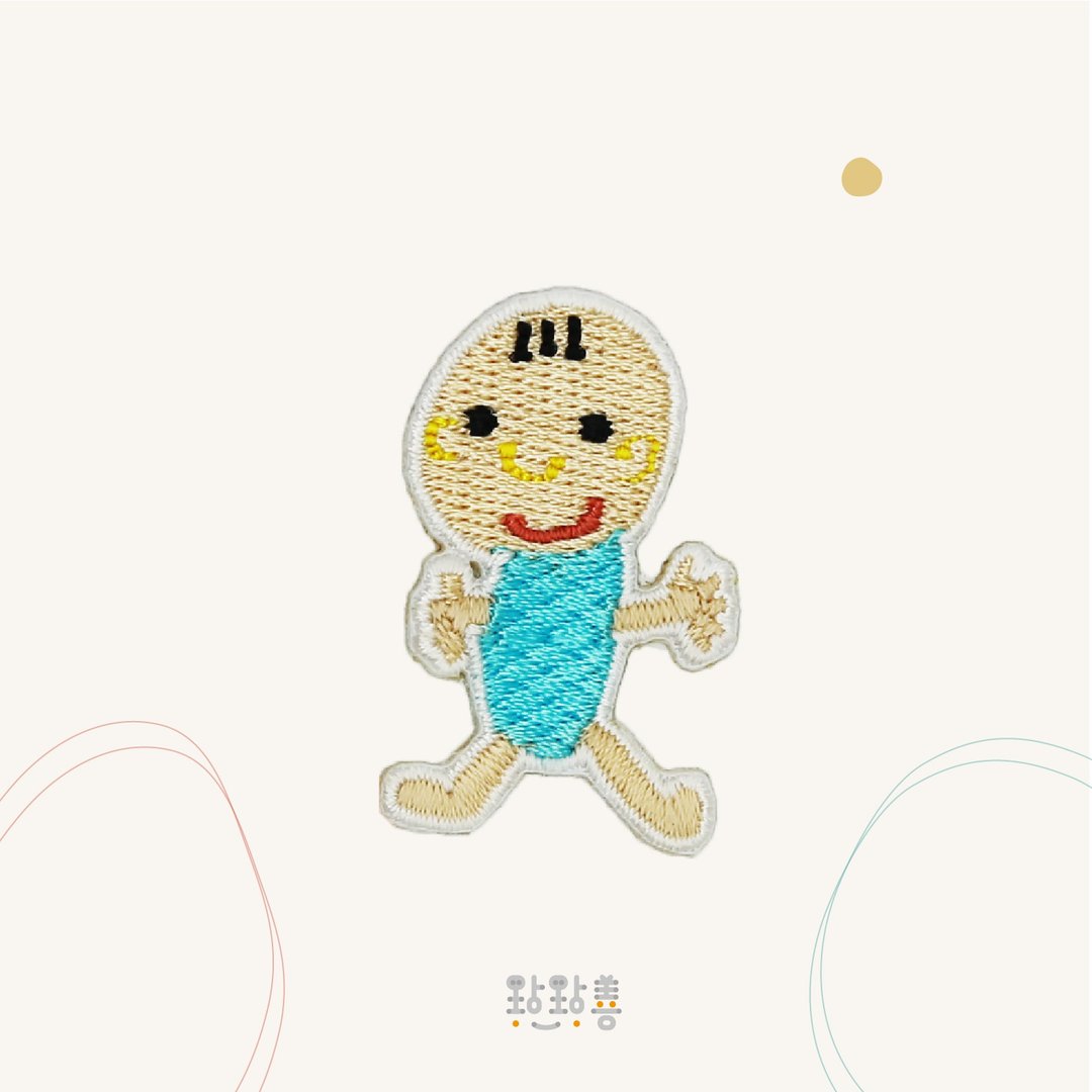 童趣刺绣贴-皮蛋 - 徽章/别针 - 绣线 蓝色