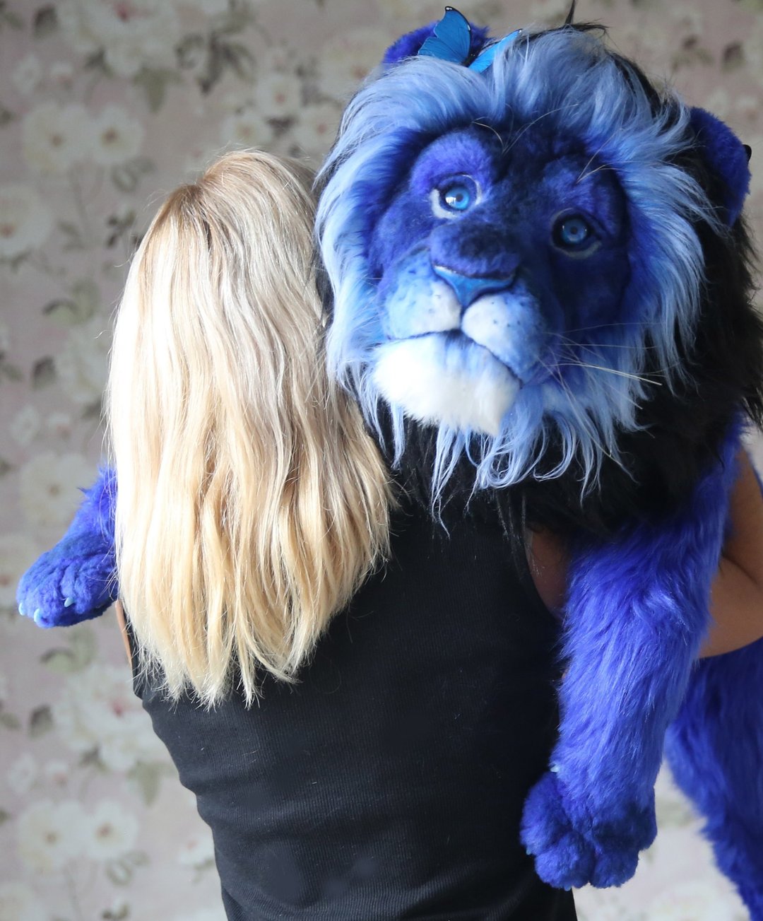 Lion realistic toy. OOAK toy. Poseable toy. stuffed animals - 玩偶/公仔 - 其他材质 蓝色