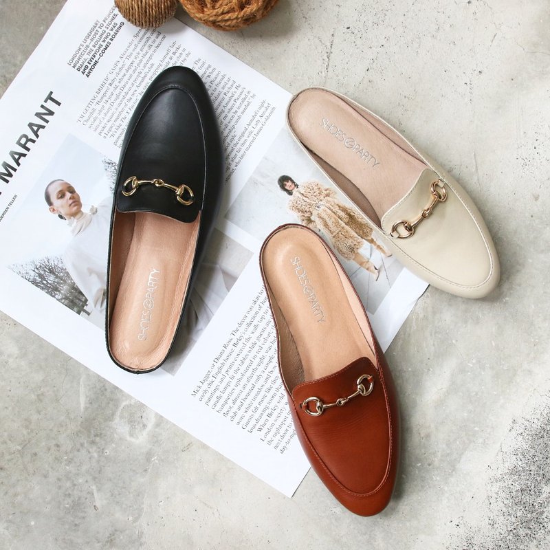 【接单手工制】一套就走真皮链条穆勒鞋_S2-19519L - 拖鞋 - 真皮 白色