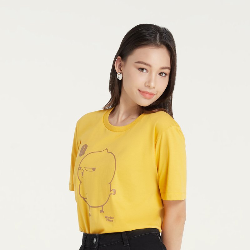 Warbie T-shirt combed cotton (Mustard / yellow) - 中性连帽卫衣/T 恤 - 棉．麻 黄色