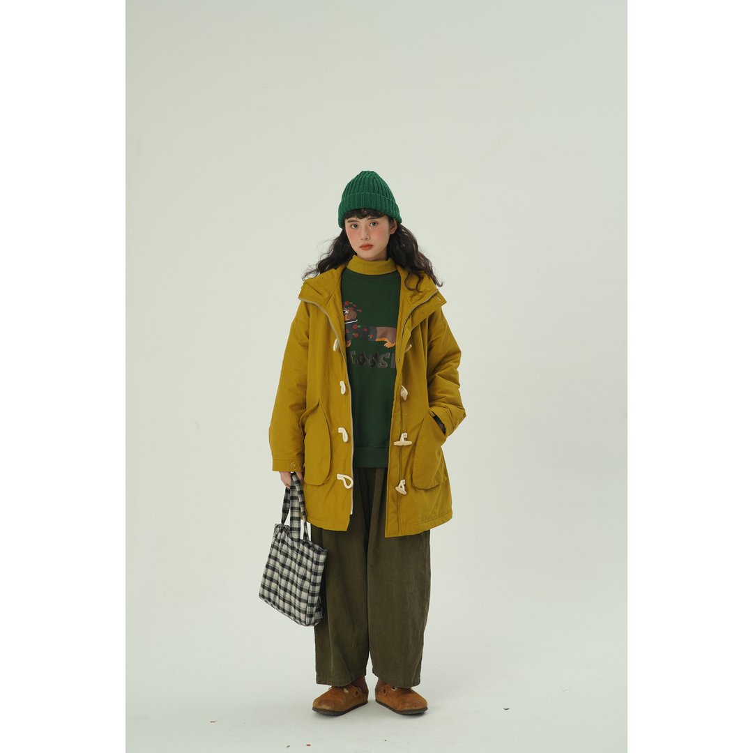 oddmaker牛角扣中长款外套冬季工装棉服女加厚设计感小众连帽上衣 - 女装上衣 - 棉 