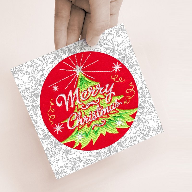 【刺绣卡片】圣诞圆型系列 (共三款) - 卡片/明信片 - 绣线 