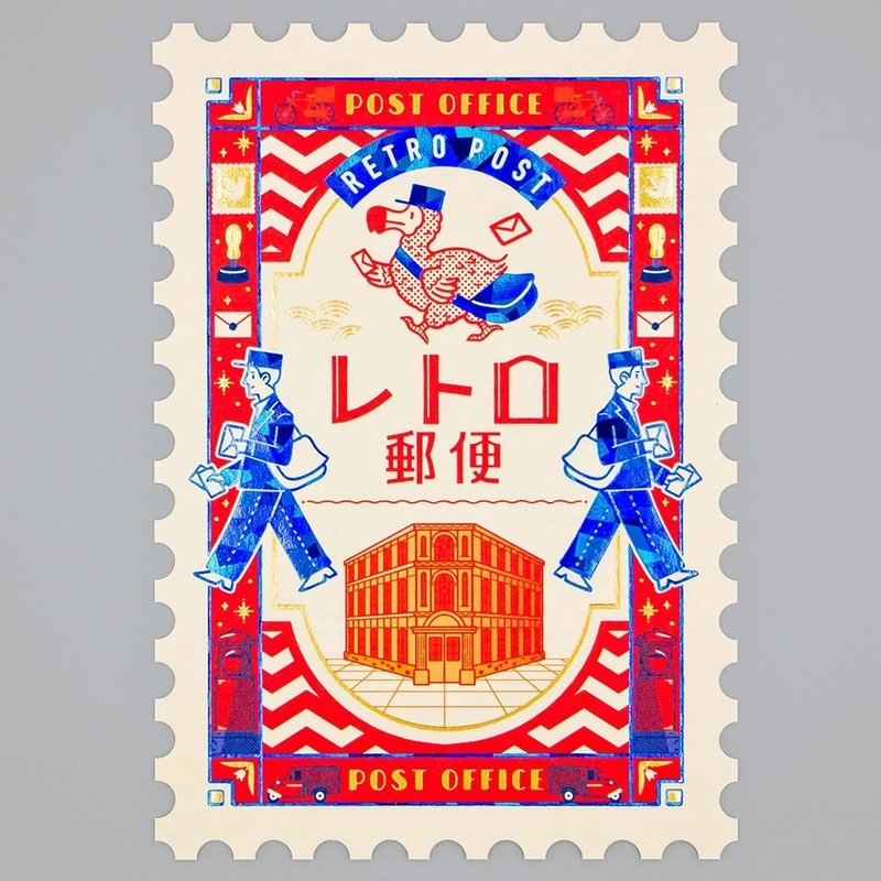 Obiwan 邮票造型明信片 复古邮件 - 卡片/明信片 - 纸 红色