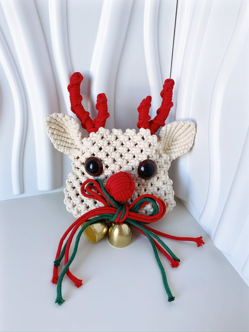 手工编织Marcrame圣诞麋鹿袋手机包包 编织包包 - 侧背包/斜挎包 - 棉．麻 多色