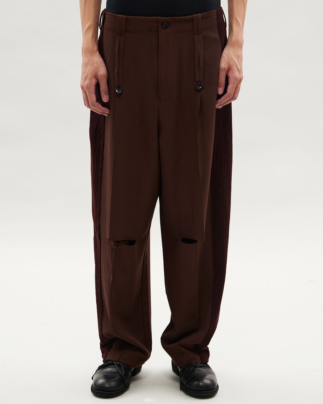 Spliced Pants - 男士长裤 - 聚酯纤维 红色