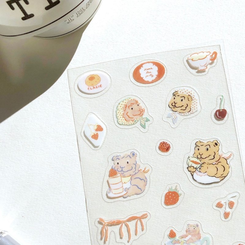家虎的下午茶派对 | 迷你透明贴纸 - 贴纸 - 塑料 多色