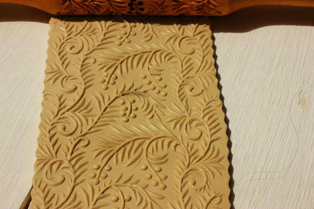 Rolling pin for cookies ,rolling pin with Khokhloma pattern,rolling pin ,cookie - 厨房家电 - 木头 咖啡色