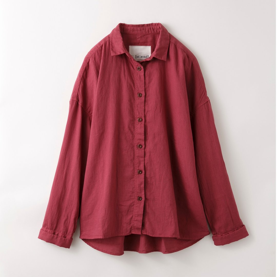 Botanical Dye Hawthorn Stain Soft cotton seed loose shirt - 女装衬衫 - 棉 红色