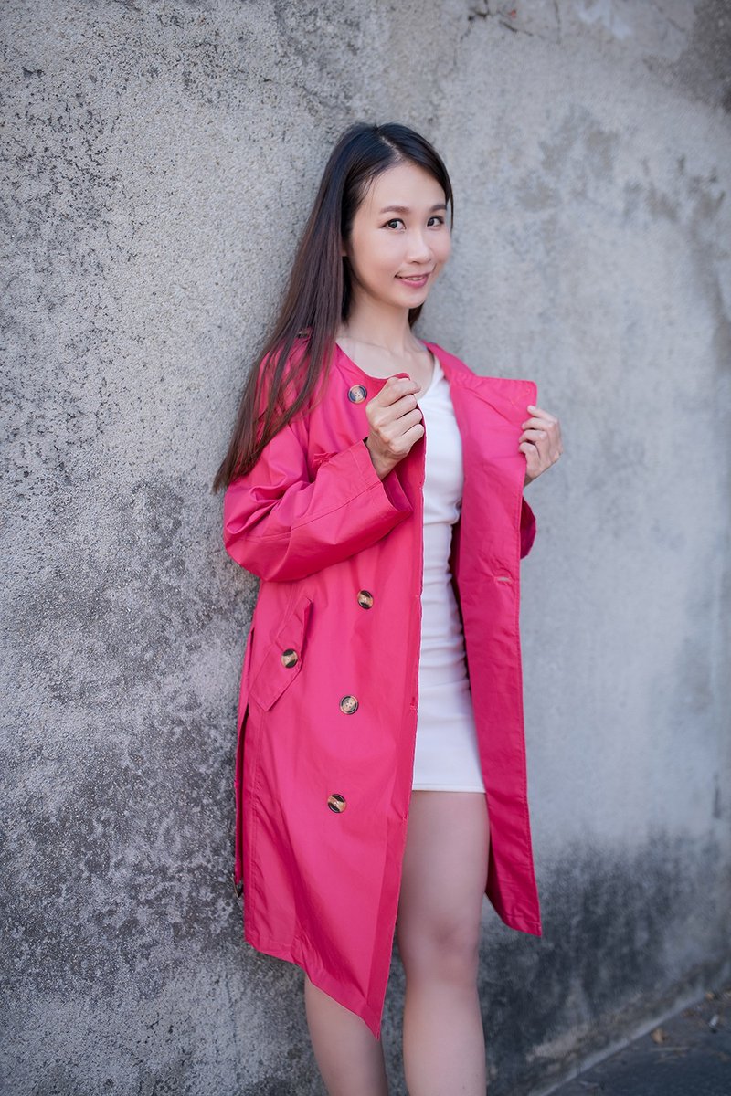 Unni甜心学院防水风衣 雨衣  raincoat  雨风衣 防风 防拨水 遮曬 - 女装休闲/机能外套 - 防水材质 粉红色
