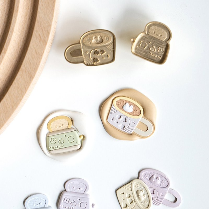 火漆封蠟章-面包机/拿铁 - 印章/印台 - 铜/黄铜 