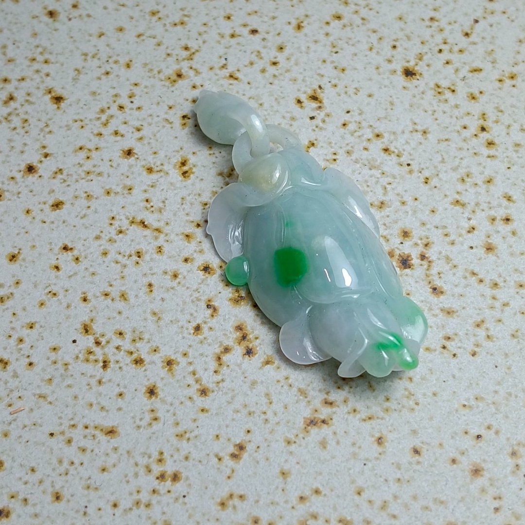 J0218天然翡翠A货 . 冰糯蓝飘阳绿玉兰花.发财.挂饰. - 摆饰 - 玉石 