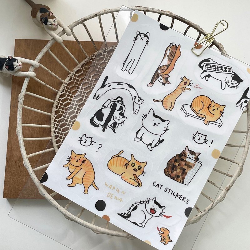 猫咪日常 - 透明防水割型贴纸 - 贴纸 - 纸 白色