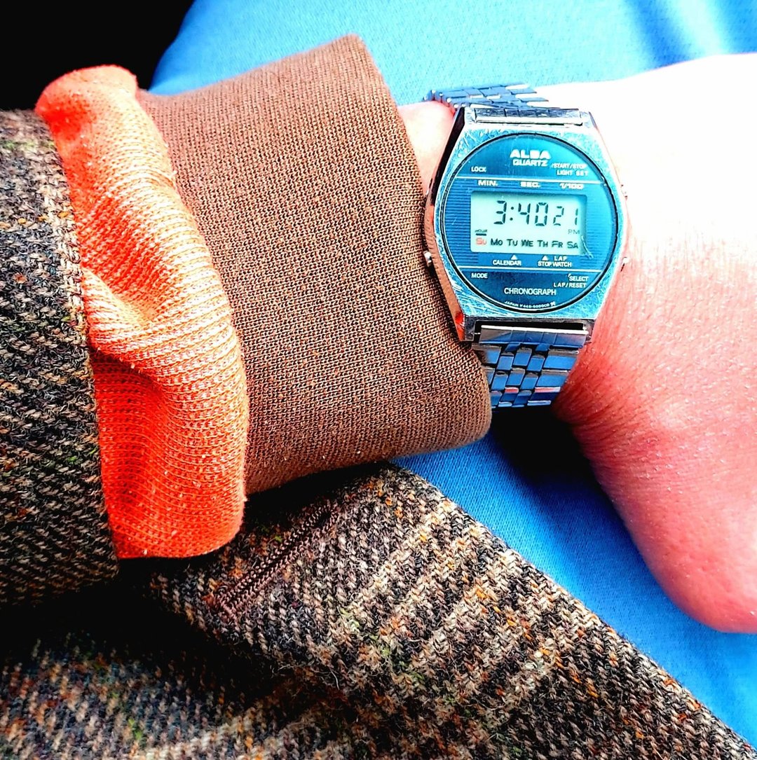 1970年代 太空风格 日本Seiko Alba 古董老电子手表 - 男表/中性表 - 其他金属 银色