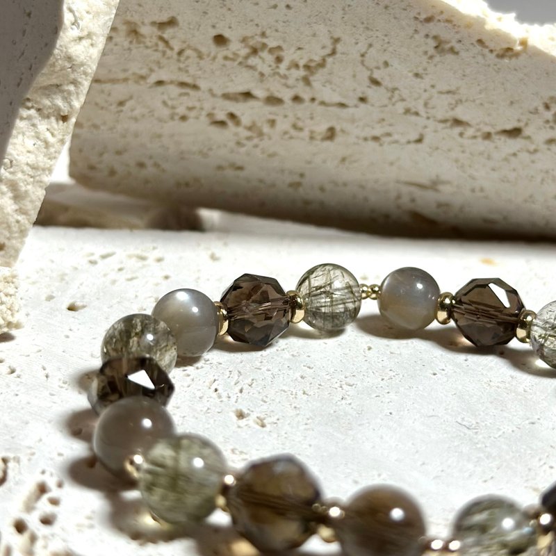 绿发碧玺黑金太阳茶晶手链 - 手链/手环 - 水晶 绿色