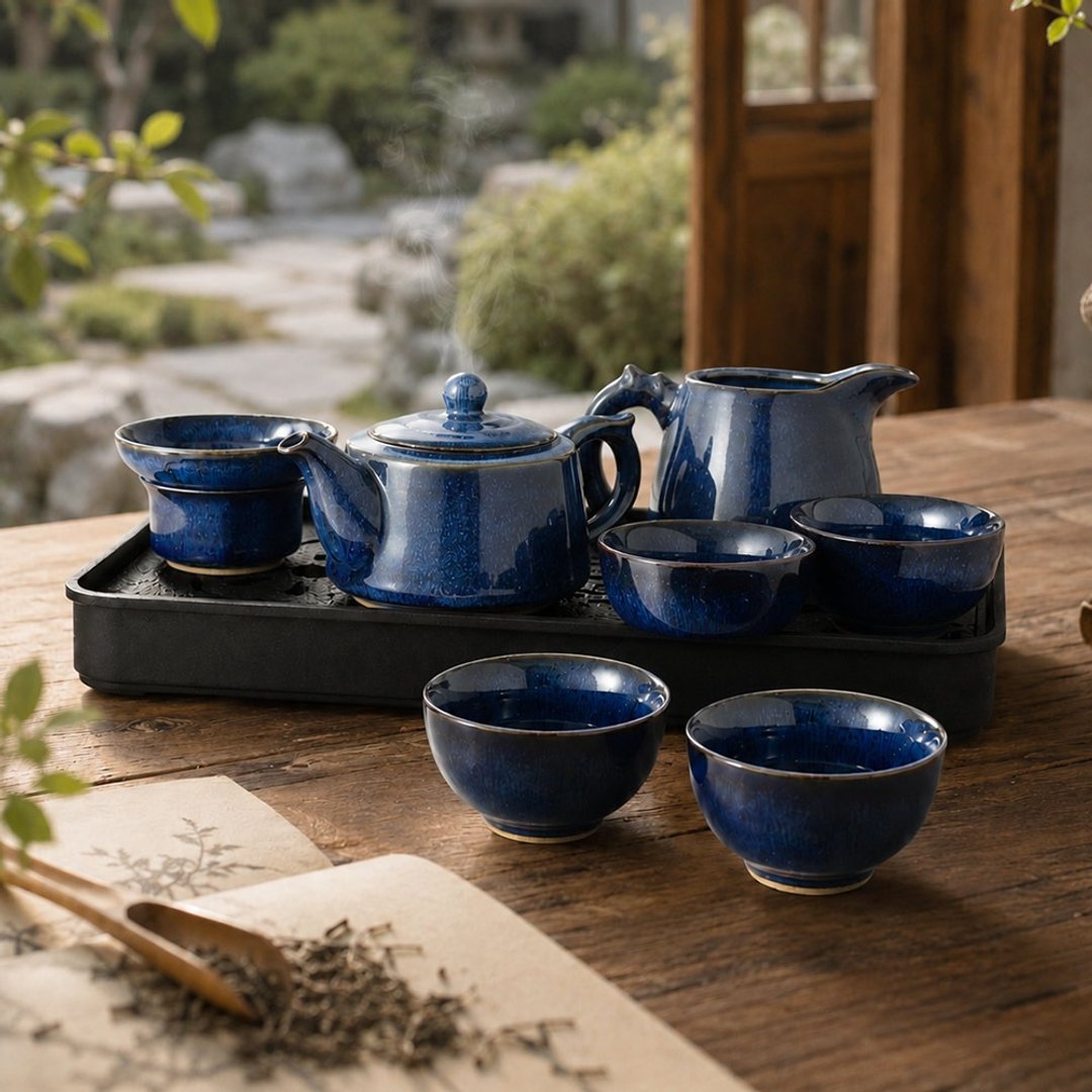 SADOMAIN 仙德曼 - 蓝曜茶具旅组 10 件组 - 附收纳提盒 - 茶具/茶杯 - 瓷 蓝色
