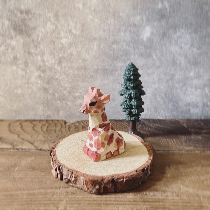 森林动物 | 长颈鹿 手工木雕钥匙圈/吊饰/挂绳/麂皮项链 - 钥匙链/钥匙包 - 木头 