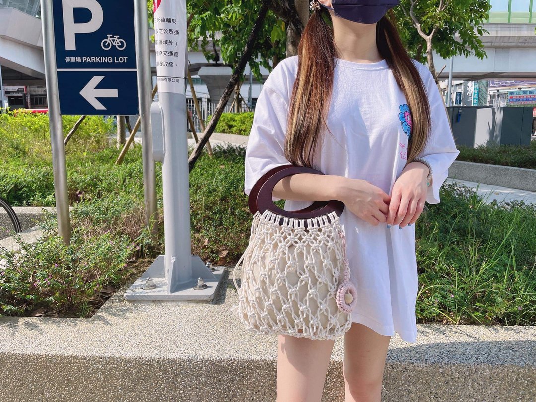 Macrame微笑木环手提包【Diy Macrame Bag Kit】材料 - 编织/刺绣/羊毛毡/裁缝 - 棉 
