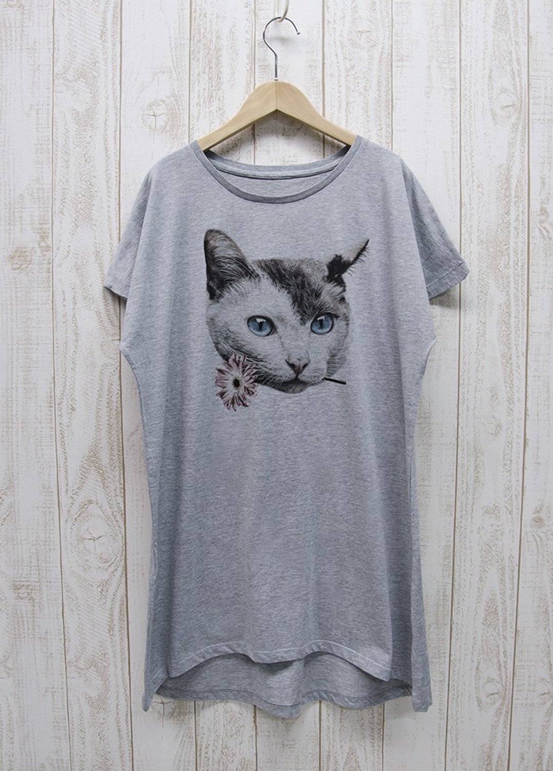 ronronCAT One Piece Tee Here you go Heather Gray / R028-O-GR - 洋装/连衣裙 - 棉 灰色