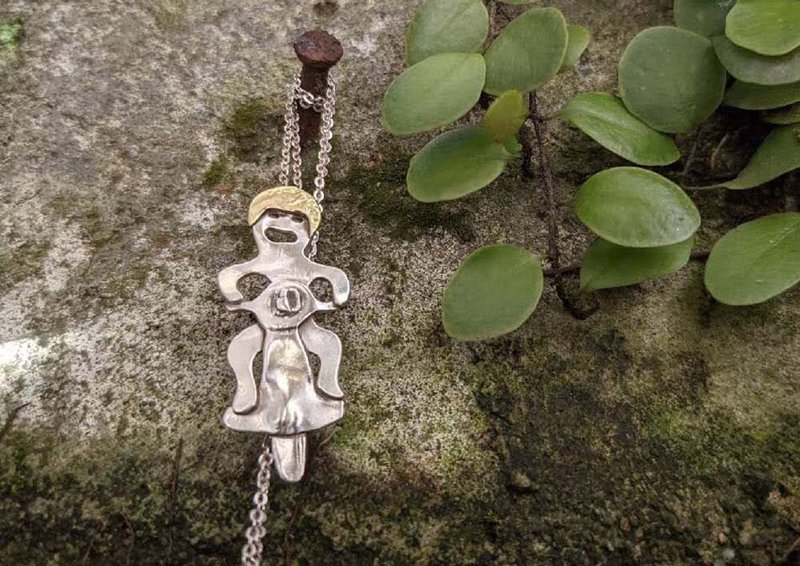 裸男骑机车 纯银坠链、徽章两用 - 项链 - 其他金属 银色