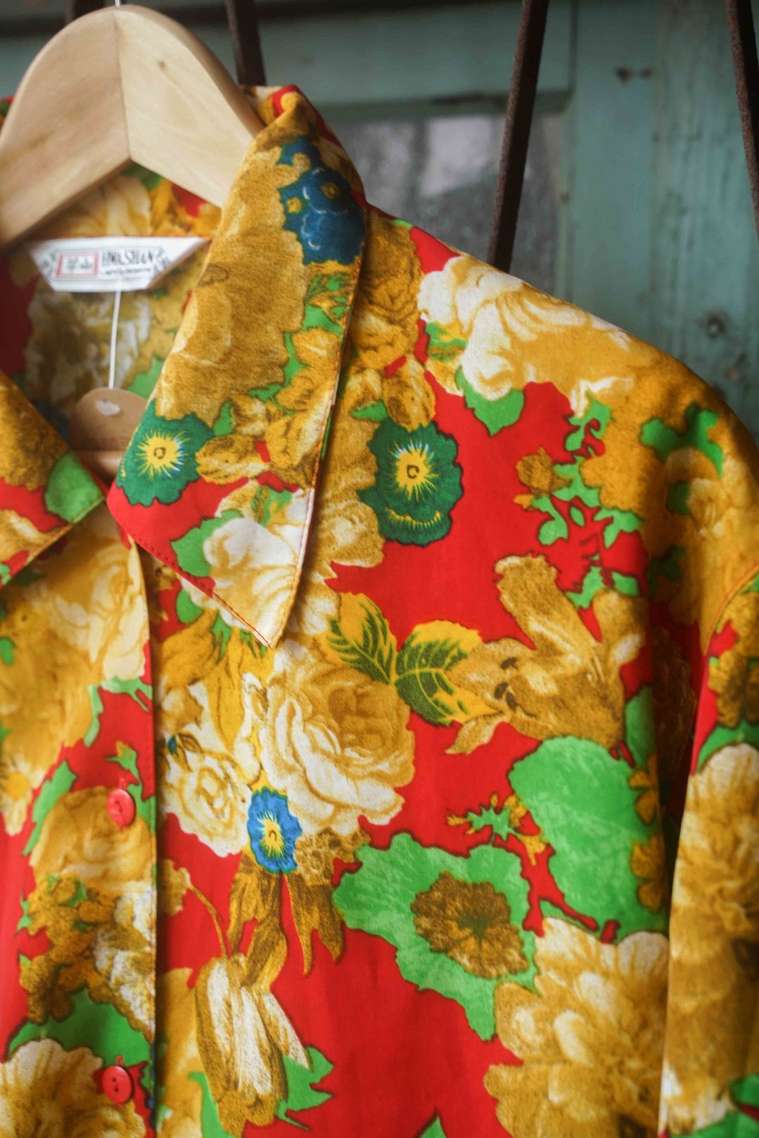 纯情百货行 Vintage 古着 古着衬衫 LS024 金花红园衬衫 - 女装衬衫 - 聚酯纤维 红色