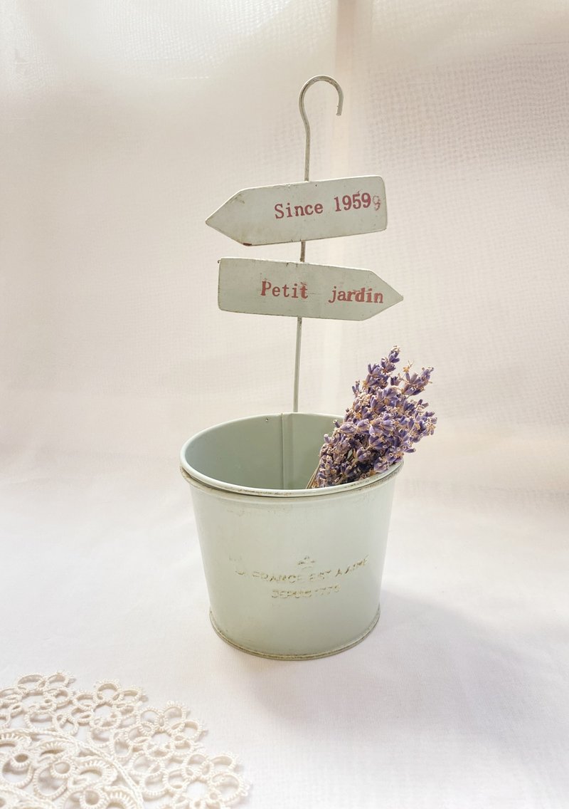 【好日恋物】 日本乡村复古铁制仿旧蓝色花架摆饰吊盆摆件 - 摆饰 - 其他金属 白色