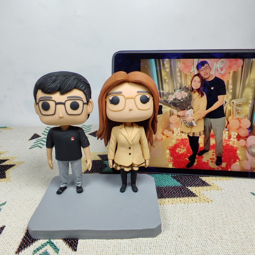 纯手工定制美国Funko Pop 自画像公仔情侣父母夫妻结婚周年礼物 - 玩偶/公仔 - 粘土 多色